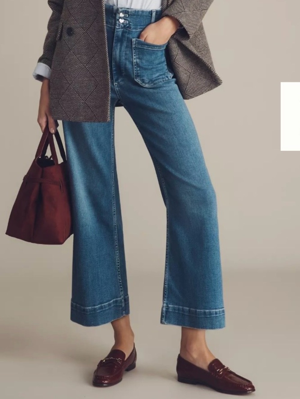 The Colette Crop High-Rise Wide-Leg Jeans by Maeve |28P|